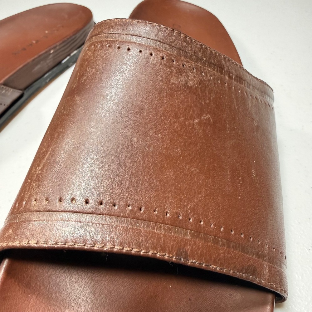 Cole Haan Mens Leather Slide Sandals Brown Grand Perforated Slides Size 12 M - Picture 12 of 12